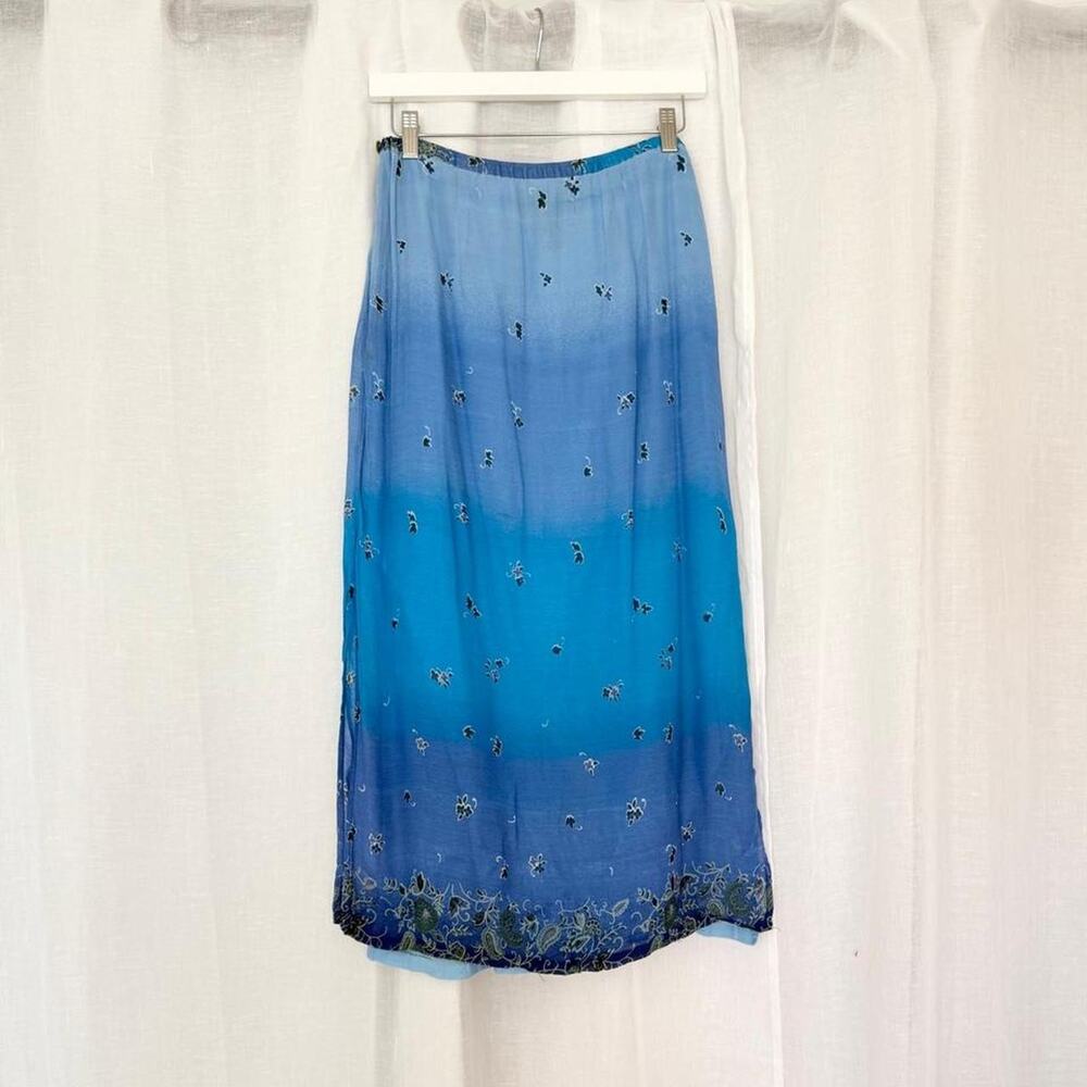 ✦ vintage Y2K blue ombré floral mesh midi skirt 🦋